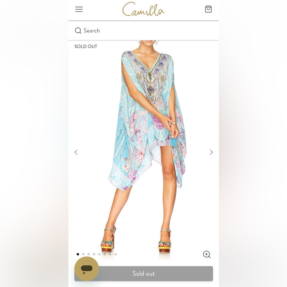 Camilla Mint Floral Embellished Poncho